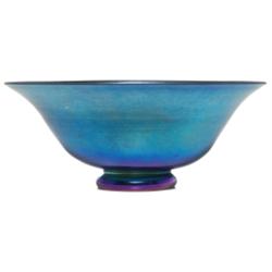 Steuben bowl, flaring form in blue aurene