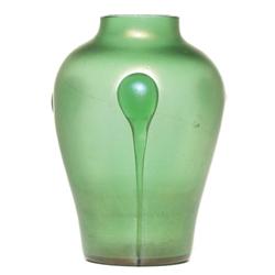 Loetz vase, shouldered from in green 