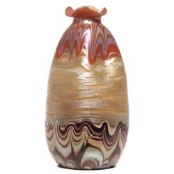 Loetz vase, gourd form with ruffled rim