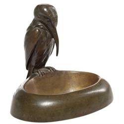 F. Delon sculpture, bronze, bird 