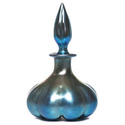 Steuben bottle with stopper blue Aurene