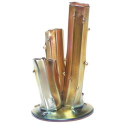 Steuben vase, three bud vases 