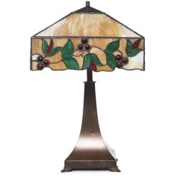 Arts & Crafts lamp, bronzed metal base