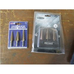 PRO POINT 5PC COBALT STEP DRILL BIT SET 1/8 TO 1 3/8" GRIP 3PC STEP DRILL BIT SET 3/16" TO 3/4"