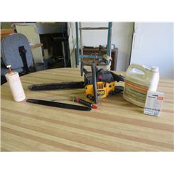 CHAIN SAW, POULIN, C/W OILS & EXTRA CHAINS