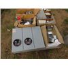 Image 1 : PALLET OF ELECTRICAL BOXES, PIG TAILS, BREAKERS ETC.