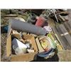 Image 1 : PALLET-ROLL OF BARBED WIRE, MISC NAILS, SPRAY TANK, GAS CANS ETC