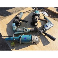 3 GRINDERS AND 2 DRILLS- MAKITA, BLACK AND DECKER