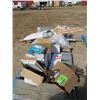 Image 1 : 2 LIGHTING PALLETS, GALV ELBOWS, FORM TIES, THREADED ROD EXIT SIGNS