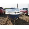 Image 1 : 14' FIBERGLASS BOAT/MOTOR/TRAILER, 40 HP JOHNSON SEAHORSE, SOLD AS IS