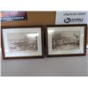 Image 1 : 2 framed prints 10x13" Montreal 1939 view of St. Lawrence, Fredericton 1840 Governor's House - W. H.