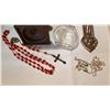 Image 2 : LOT OF RELIGOUS ITEMS, CAST IRON CROSS, ROSEMARY ETC