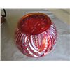 Image 3 : RED CARNIVAL GLASS HEAVY BOWL, PRESSED GLASS DESIGN, NO MARKS