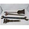 Image 2 : OLD TOOLS, MONKEY WRENCH & HAND FORGED SMALL SHOVEL