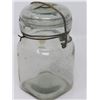 Image 2 : SQUARE PERFECT SEAL PINT JAR, GREY TINT MADE IN CANADA