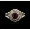 Image 2 : 18KT Two-Tone Gold 1.01 ctw Ruby and Diamond Ring