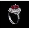 Image 4 : GIA Cert 3.39 ctw Ruby and Diamond Ring - 14KT White Gold