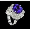Image 4 : 11.01 ctw Tanzanite And Diamond Ring - 18KT White Gold