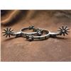 Image 3 : Unmarked Double Mounted Silver Inlaid Drop Shank Spurs- Barrel Chap Guards Cowboy Marked M