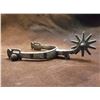 Image 5 : Unmarked Double Mounted Silver Inlaid Drop Shank Spurs- Barrel Chap Guards Cowboy Marked M