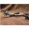 Image 6 : Unmarked Double Mounted Silver Inlaid Drop Shank Spurs- Barrel Chap Guards Cowboy Marked M