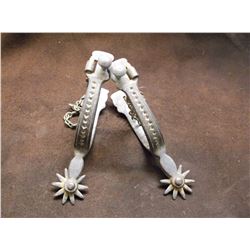 Anchor Marked North and Judd Straight Shank Spurs- Engraved- 10 Point Rowels