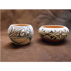 2 Marked Jemez Pots- 4"W X 3.5"H- 5.25" W X 2.75" H
