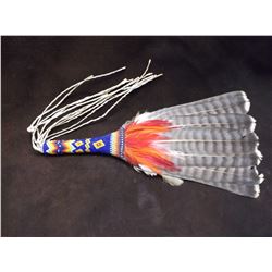 Beaded Turtle Rattle- 9.25"L- Tomahawk with Rawhide Covered Shaft- 6" Head X 17" Shaft