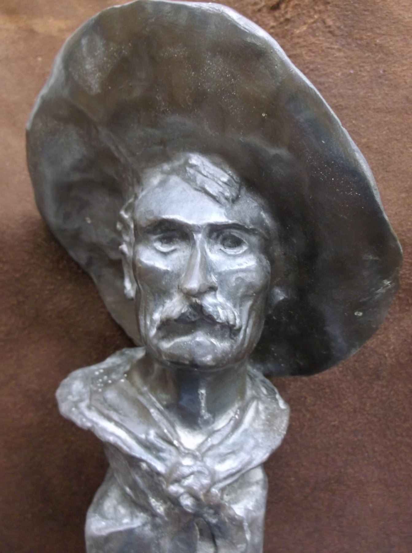 Marked Copyright By Frederick Remington Cowboy Bronze 5"W X 5"D X 11.5" H