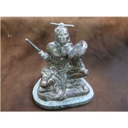 Marked Collectors West Inc. Indian Bronze- 8.5"W X 6.5" D X 10"H