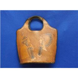 Basket Stamped and Carved Purse- Native American Theme- 14"W X 16"H