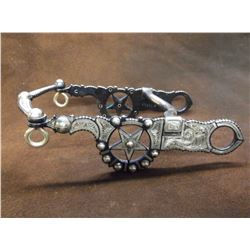 Marked E Garcia Silver Inlaid Bit- Santa Barbara Cheek Curb Mouth- Elko Star- Slobber Bar