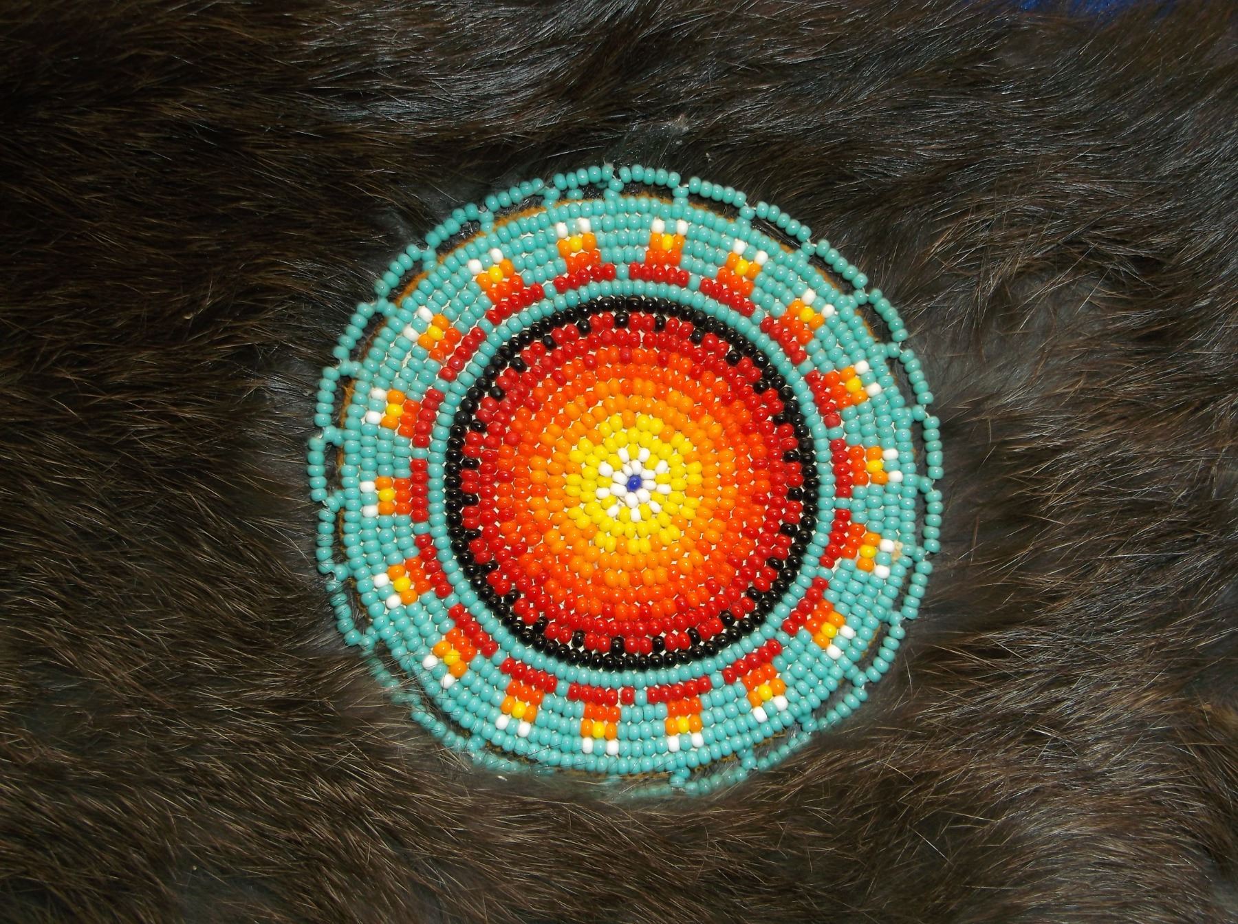 Indian Beaded Pipe Bag With Red Catlinite Pipe and Painted Clay Whistle