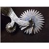 Image 2 : Unmarked Beurmann Silver Inlaid Spurs- Heavy Banded- Rowel Chap Guards- Striped Buttons