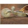 Image 8 : Unmarked Beurmann Silver Inlaid Spurs- Heavy Banded- Rowel Chap Guards- Striped Buttons
