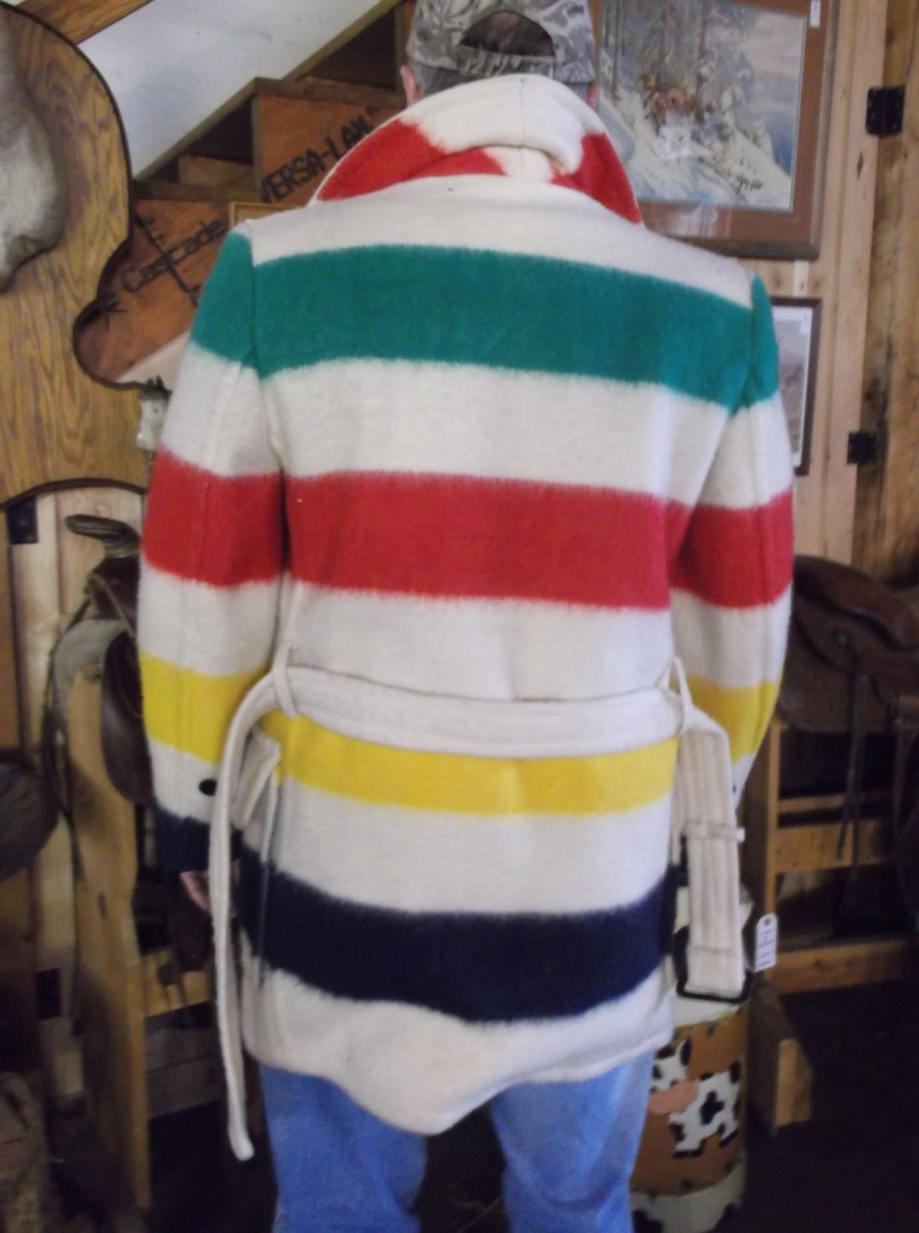 Hudson Bay Point Blanket Coat 100 Wool Made In Canada 40"L