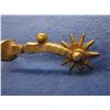 Image 2 : Unmarked Silver Inlaid Drop Shank Spur- Heart- Striped Button and Shank- Barrel Chap Guard- 10 Point