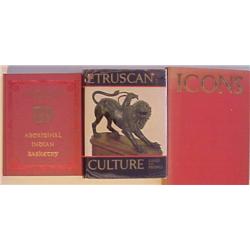 Books: Aboriginal, Etruscan, & Icons (three), ABORIGINAL INDIAN BASKETRY, Mason; ETRUSCAN CULTU...