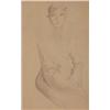 Image 1 : Art Deco drawing, SEATED WOMAN, c. 1925, pencil drawing on paper, 10 ¼ x 6 ¼”, framed with glas...