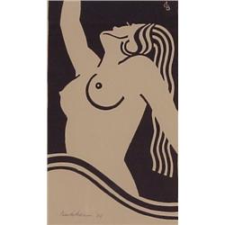 Gerhardt Bakker (1906-1988) Germany, NUDE WOMAN, 1936, woodblock print, signed in pencil, sheet...