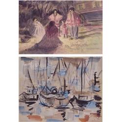 Bardin, Calender (20th Century) (two), GYPSY CAMP, watercolor on paper, 11 x 17”, signed lower...