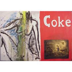 Bedri Baykam (b. 1957) Turkish, COKE, 1986, oil painting on canvas, 49 x 70 ½”, signed and date...