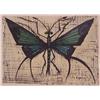 Image 1 : Bernard Buffet (1928-1999) French, BUTTERFLY (Green), color lithograph, signed in pencil, from...