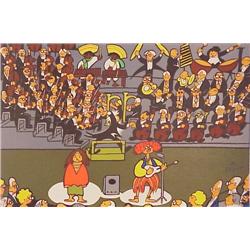 Xavier Cugat (1898-1990) Cuban, THE MUSICAL PERFORMANCE, color screenprint with retouch on canv...