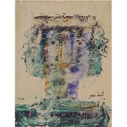 Juan David (20th Century), PORTRAIT IN MOTION, acrylic painting on board, 13 ½ x 10 ½”, signed...