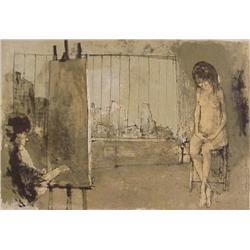 Jean Jansem (b. 1920) French/Armenian, THE ARTIST STUDIO, color lithograph on Japon paper, sign...