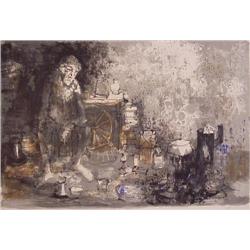 Jean Jansem (b. 1920) French/Armenian, FIGURE AT POTTER’S WHEEL, color lithograph, signed in pe...