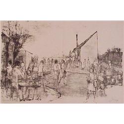 Jean Jansem (b. 1920) French/Armenian, AT THE MARKET from Le Printemps, a double-page color lit...