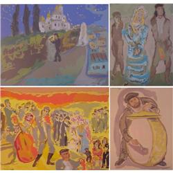 after Mane Katz (20th Century) American, DOUZE LITHOGRAPH, a complete portfolio of twelve color...