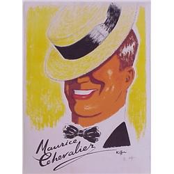 Charles Kiffer (b. 1902) French, MAURICE CHEVALIER, color screenprint, signed in pencil, from t...